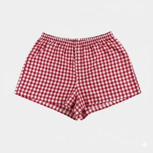 Colsie Gingham Pajama Shorts Red White Check Lace Trim Women's Medium Sleepwear